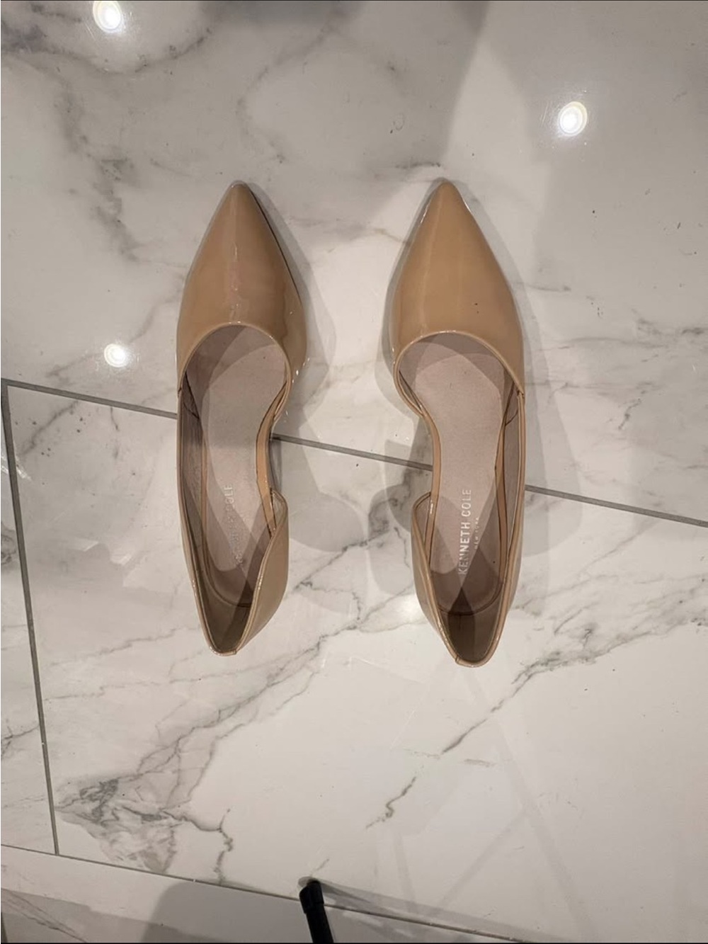 Kenneth Cole Beige Patent Pointed D'Orsay Flats